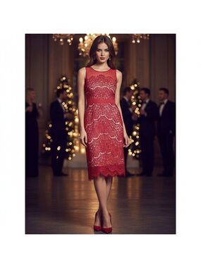 Jax x David's Bridal Red Lace Dress Size 4